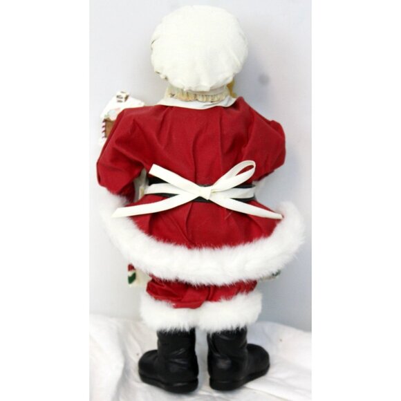 Vtg Fabric Mache Santa Baker 11" Figurine Christmas Cookie Bar Gingerbread Apron - Picture 3 of 7